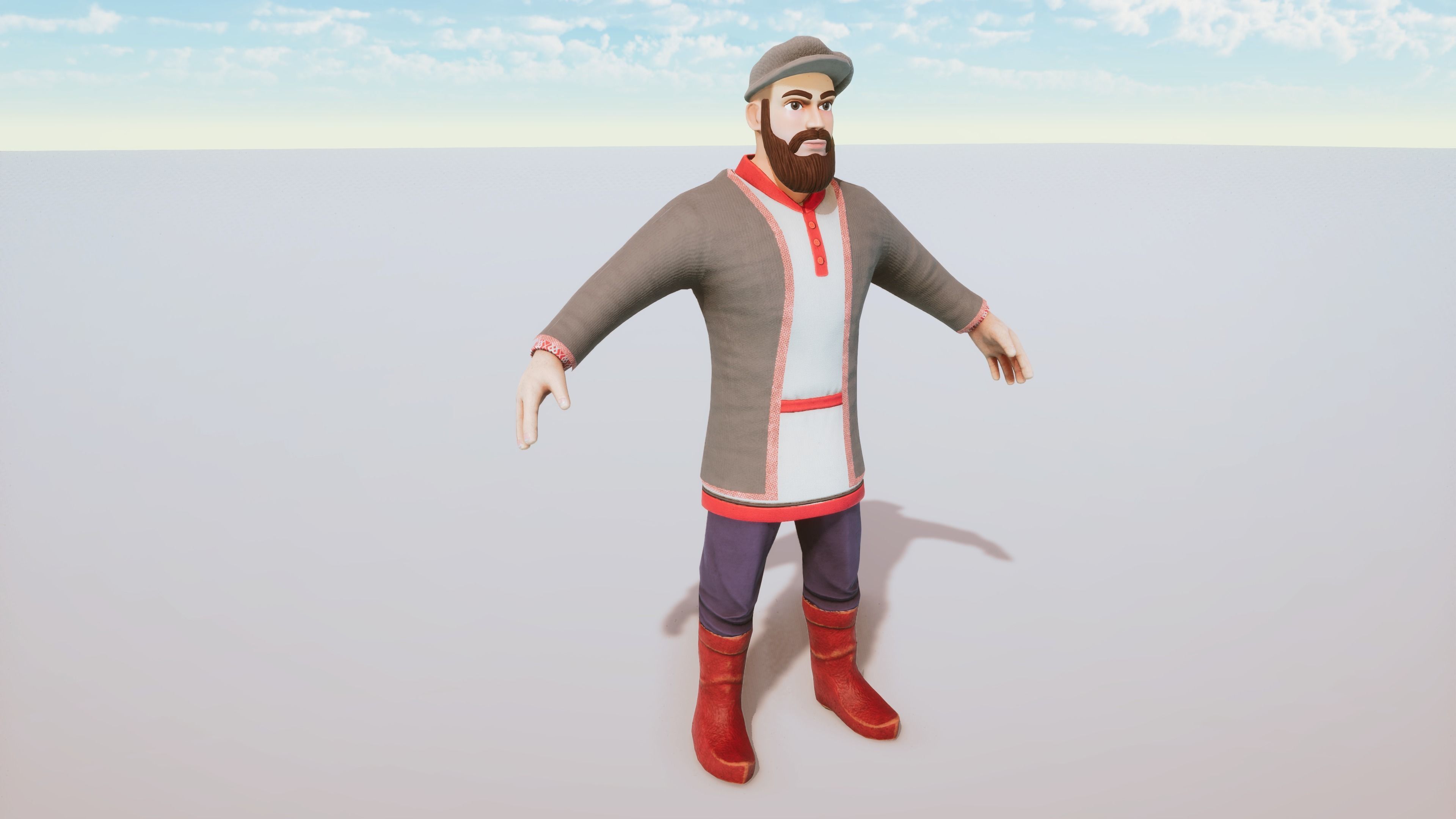 Stylized Medieval People Male Kit Rigged with Shape Keys Low-poly 3D model_4