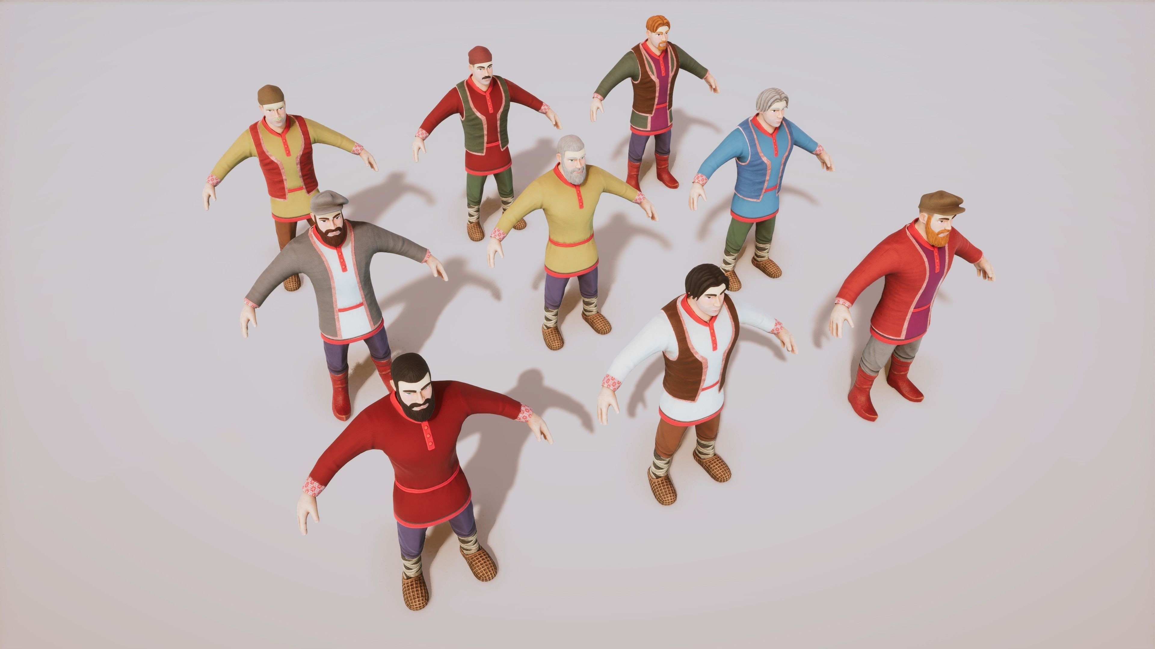 Stylized Medieval People Male Kit Rigged with Shape Keys Low-poly 3D model_3