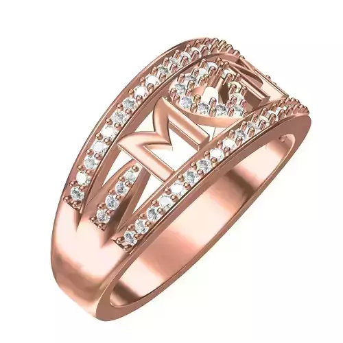 Mother Love Heart Design Diamond Ring