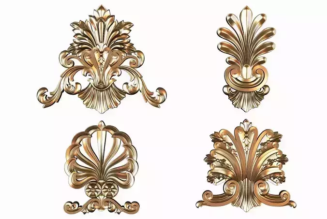 Carved decor ornament pack for cnc 19