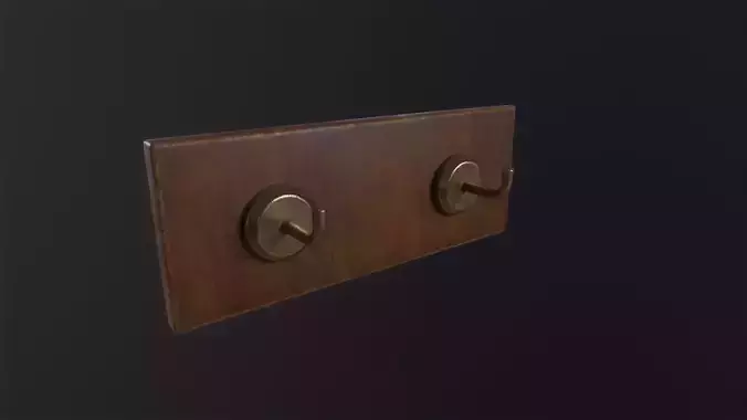 Wooden hook rack 3D Model