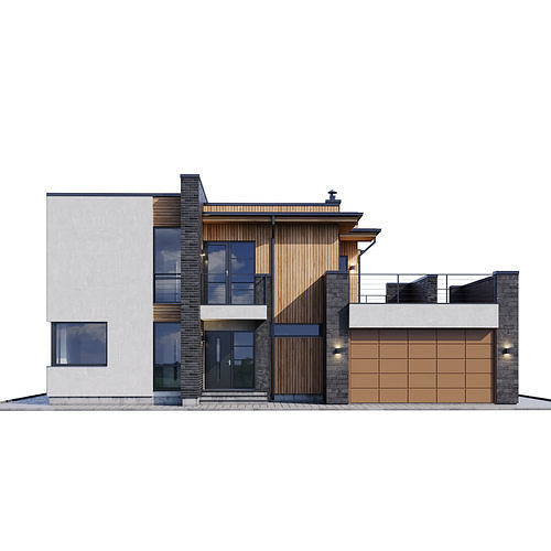 Modern house with floor plans 3D model 6