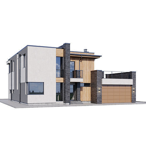Modern house with floor plans 3D model 2