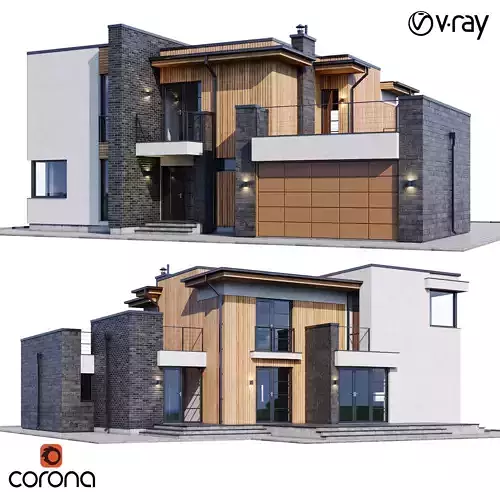 Modern house with floor plans 3D model