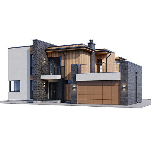 Modern house with floor plans 3D model 5