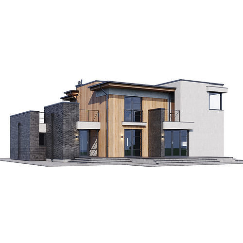 Modern house with floor plans 3D model 3