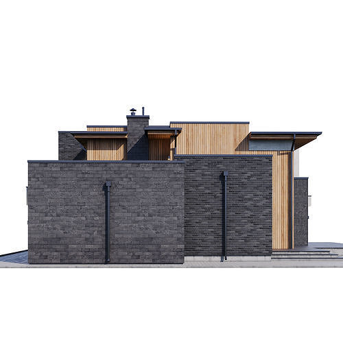 Modern house with floor plans 3D model 7