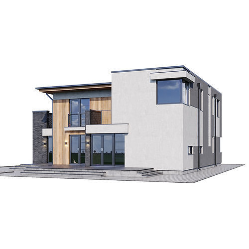 Modern house with floor plans 3D model 4