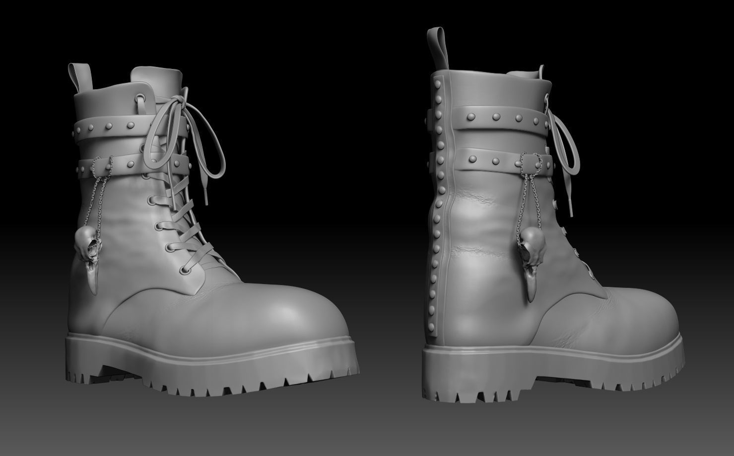 Boots with Rivets - Game Ready Low-poly 3D model_8