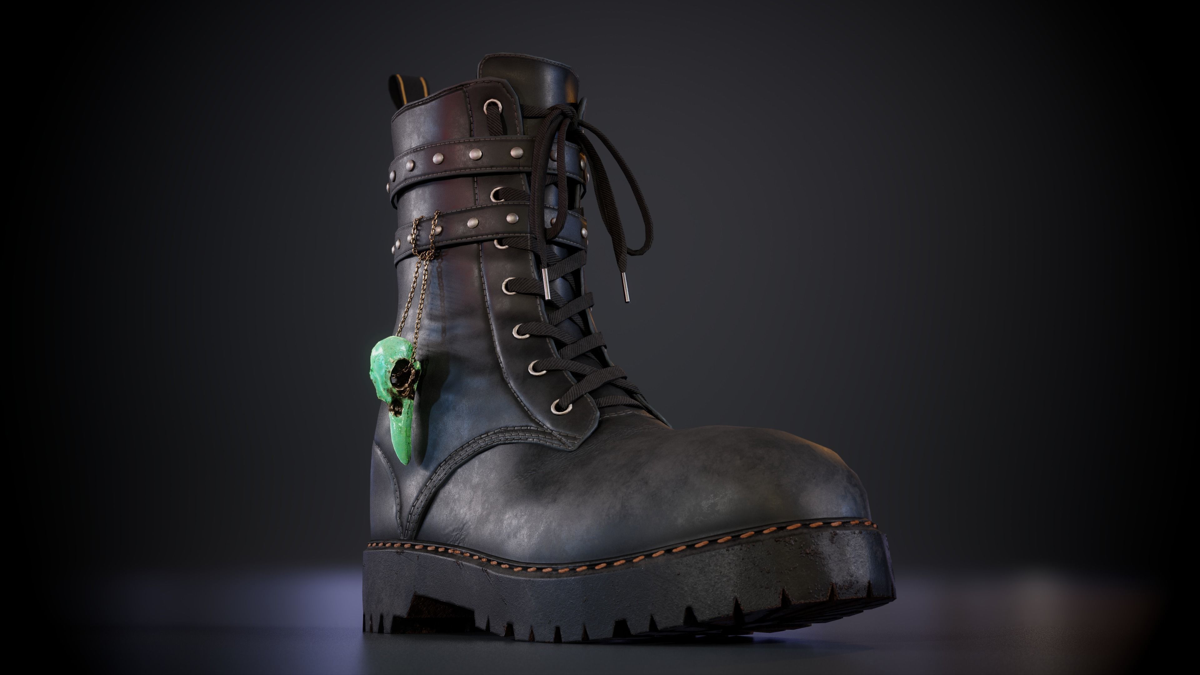 Boots with Rivets - Game Ready Low-poly 3D model_3