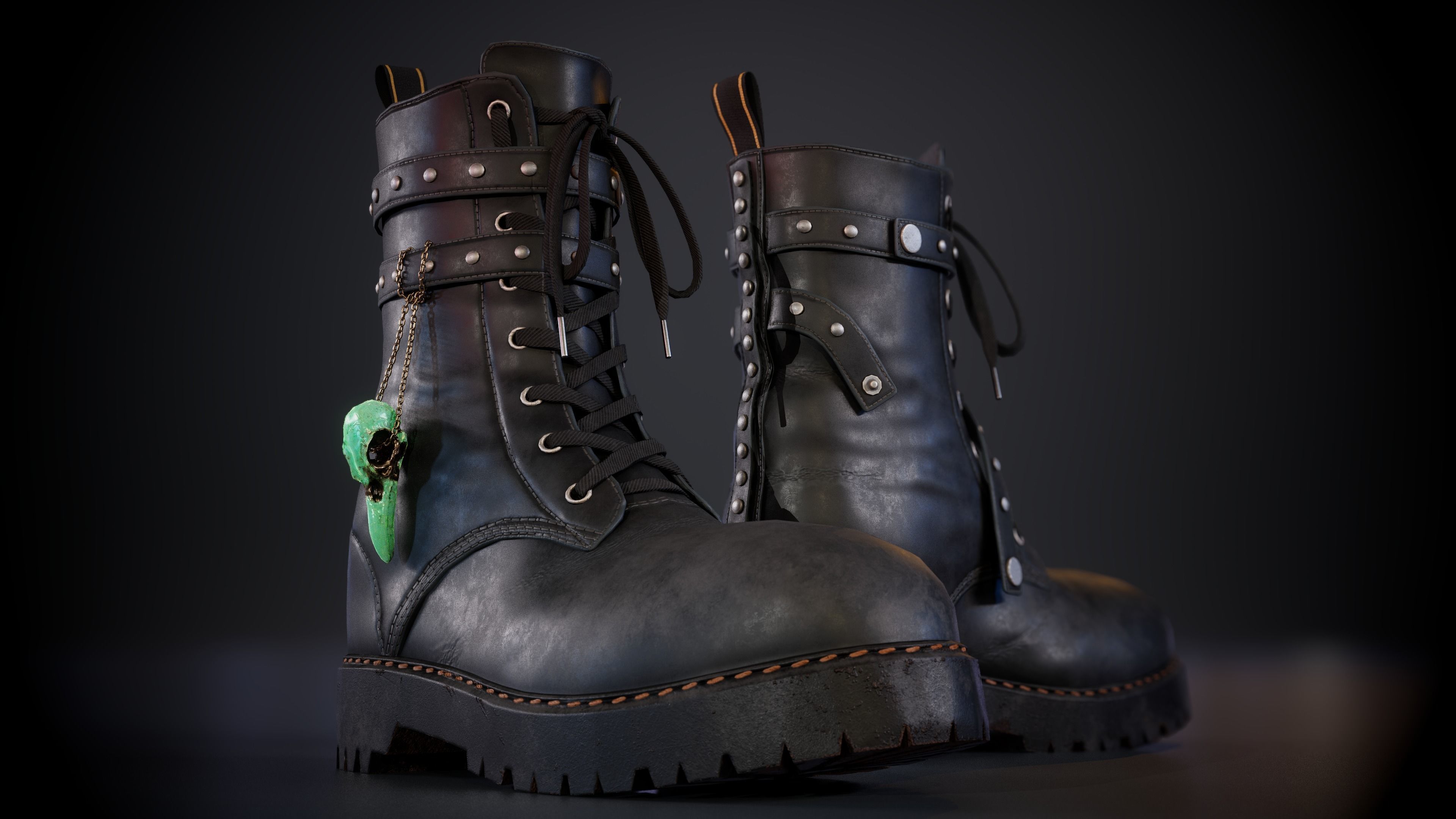 Boots with Rivets - Game Ready Low-poly 3D model_1