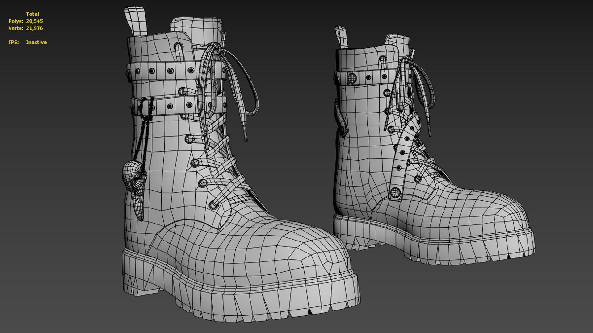 Boots with Rivets - Game Ready Low-poly 3D model_5