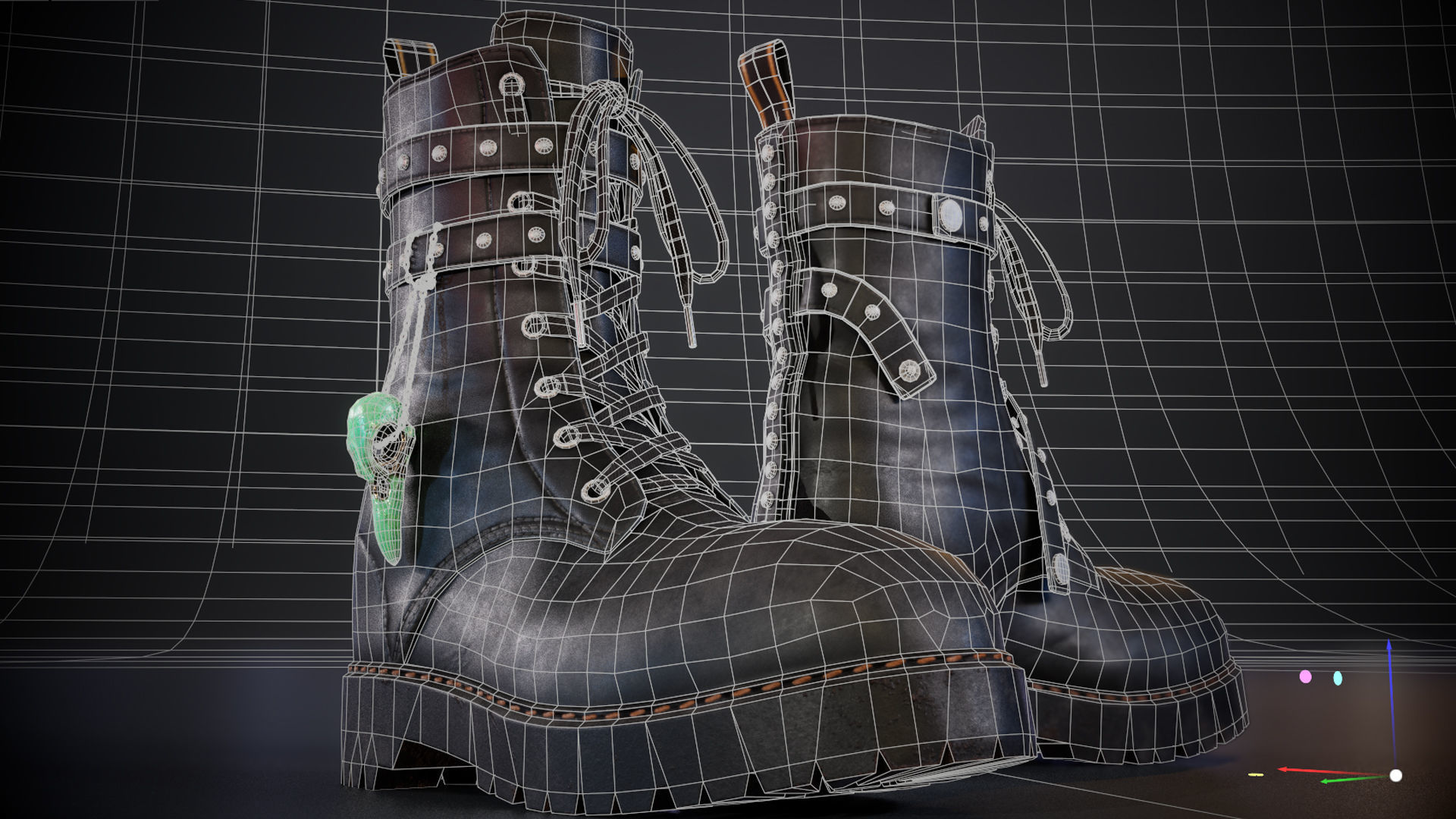 Boots with Rivets - Game Ready Low-poly 3D model_6