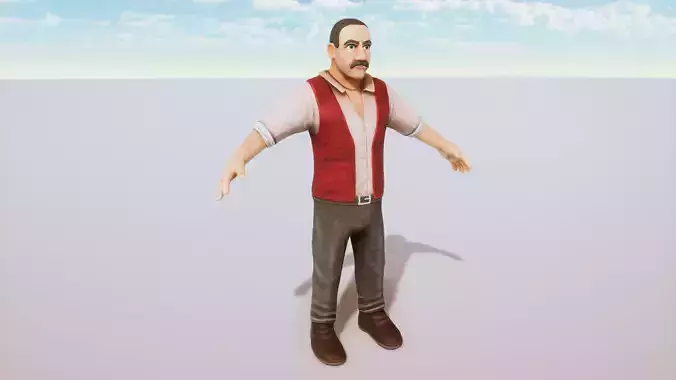 Stylized Character Bartender Rigged with Shape Keys Low-poly 3D model