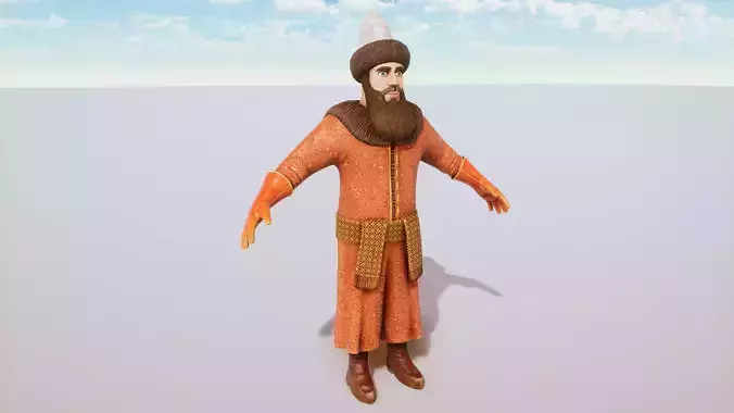 Stylized Character Medieval Man Rigged with Shape Keys Low-poly 3D model