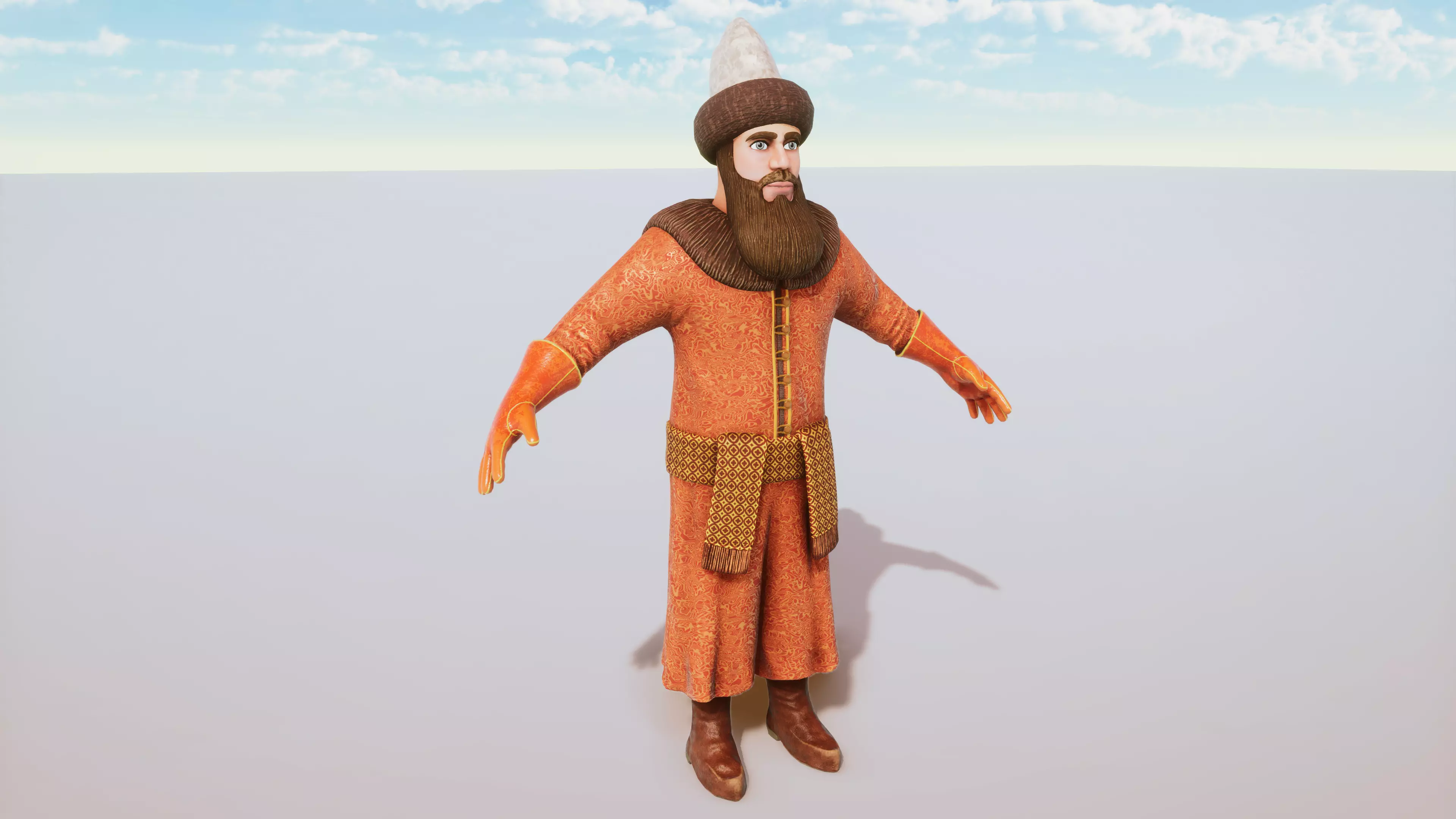 Stylized Character Medieval Man Rigged with Shape Keys Low-poly 3D model_0