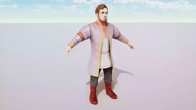 Stylized Character Medieval Rich Man Rigged with Shape Keys Low-poly 3D model