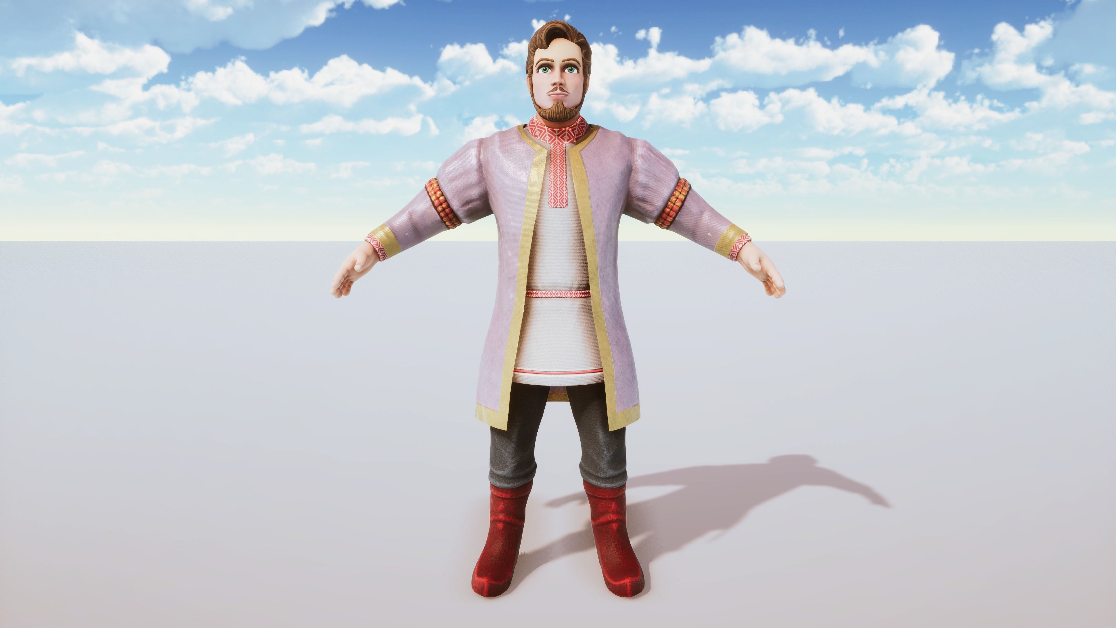 Stylized Character Medieval Rich Man Rigged with Shape Keys Low-poly 3D model_2