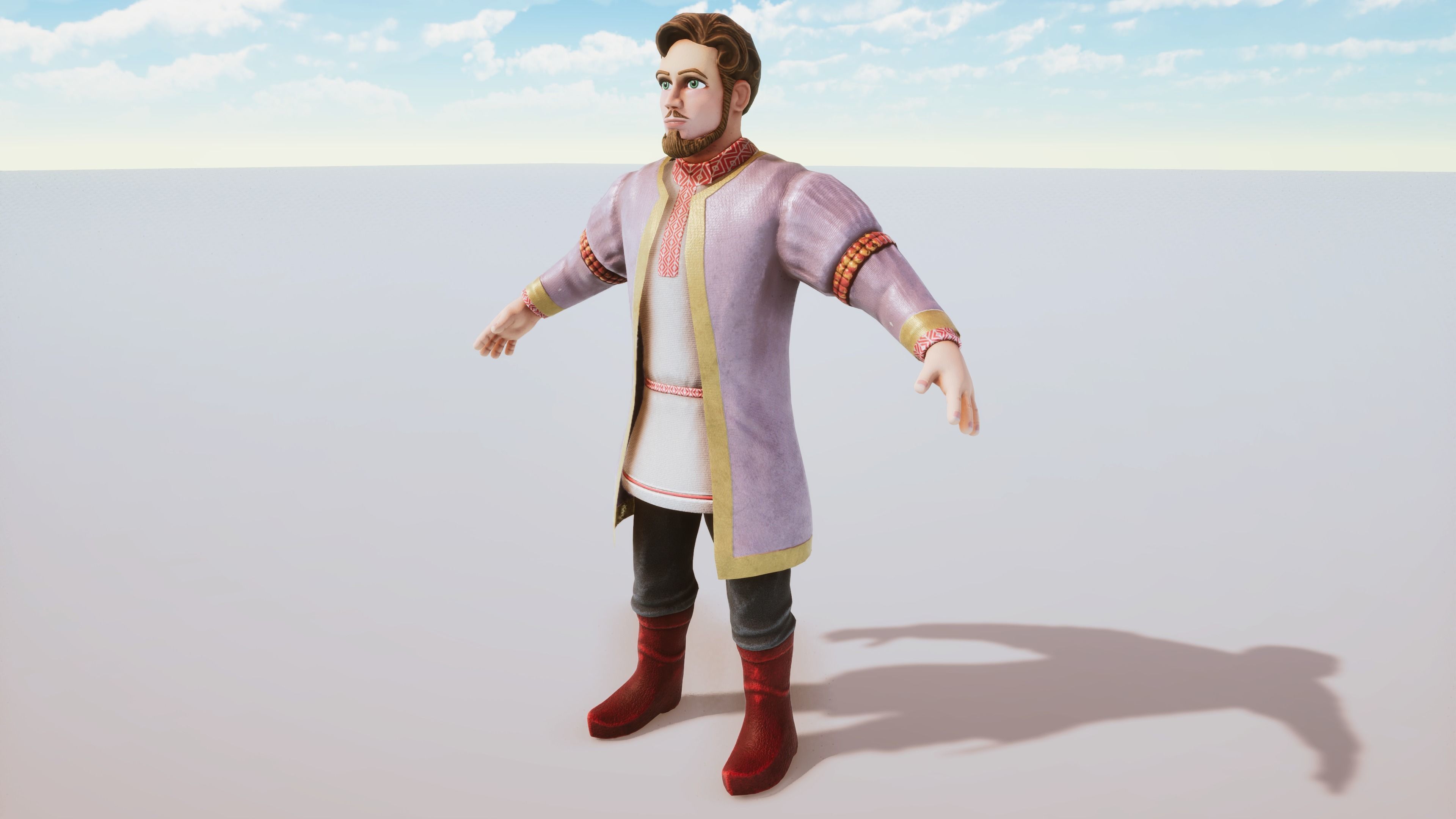 Stylized Character Medieval Rich Man Rigged with Shape Keys Low-poly 3D model_1
