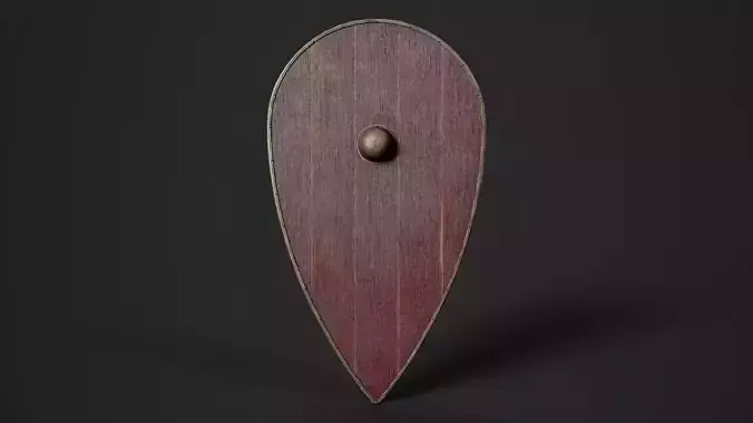 Slavic kite wooden shield-painted red Low-poly 3D model
