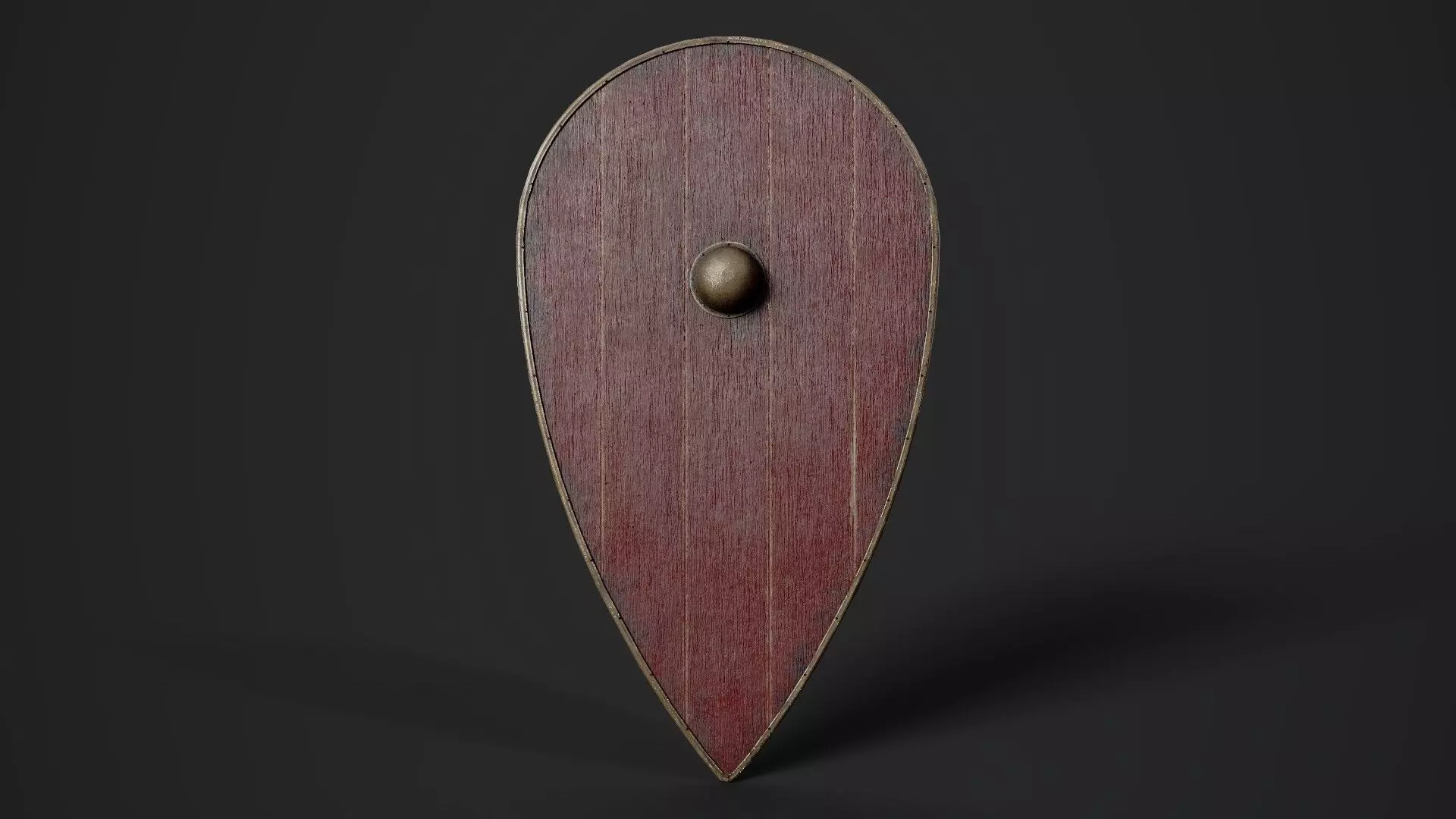 Slavic kite wooden shield-painted red Low-poly 3D model_0