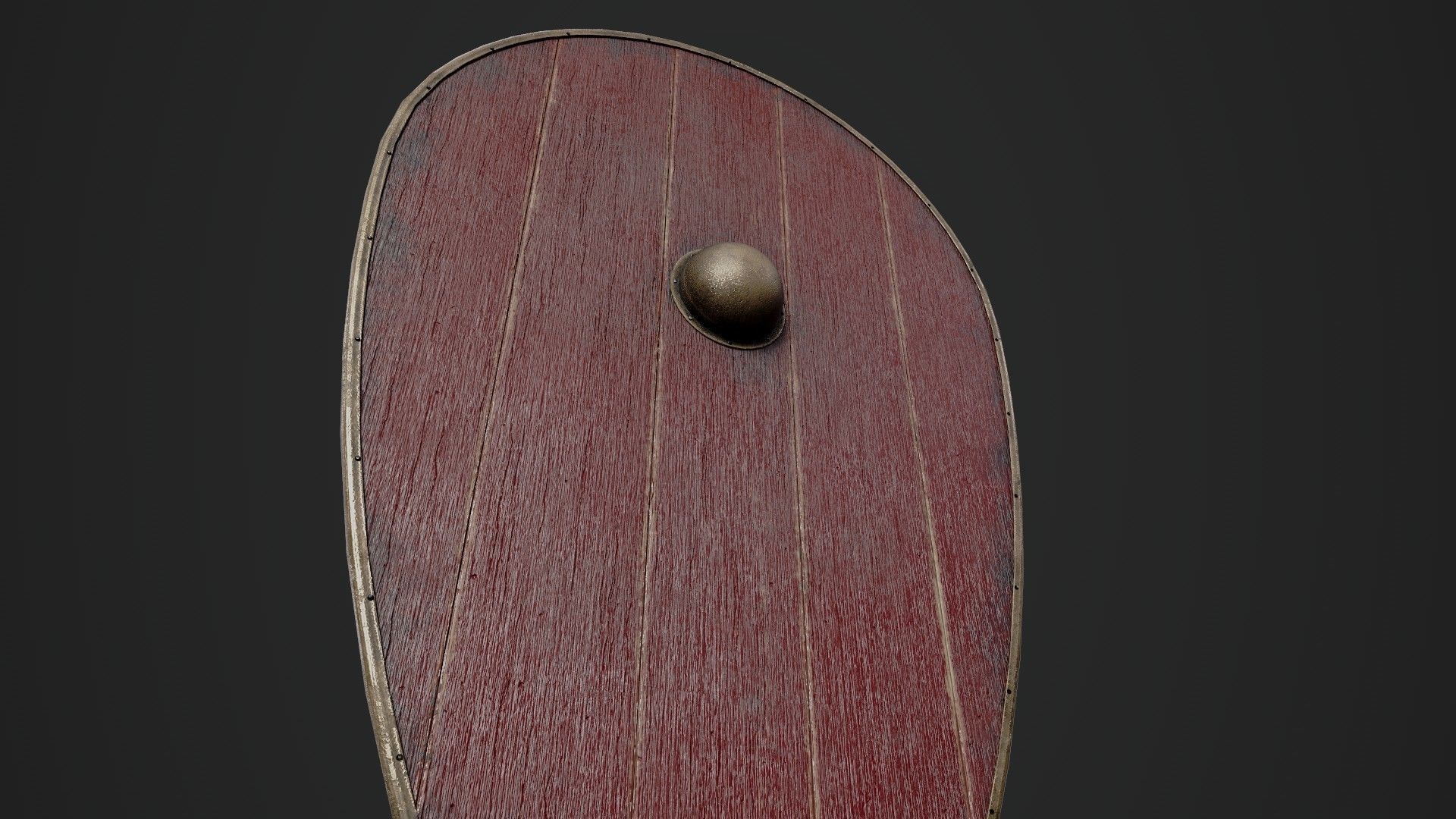 Slavic kite wooden shield-painted red Low-poly 3D model_4