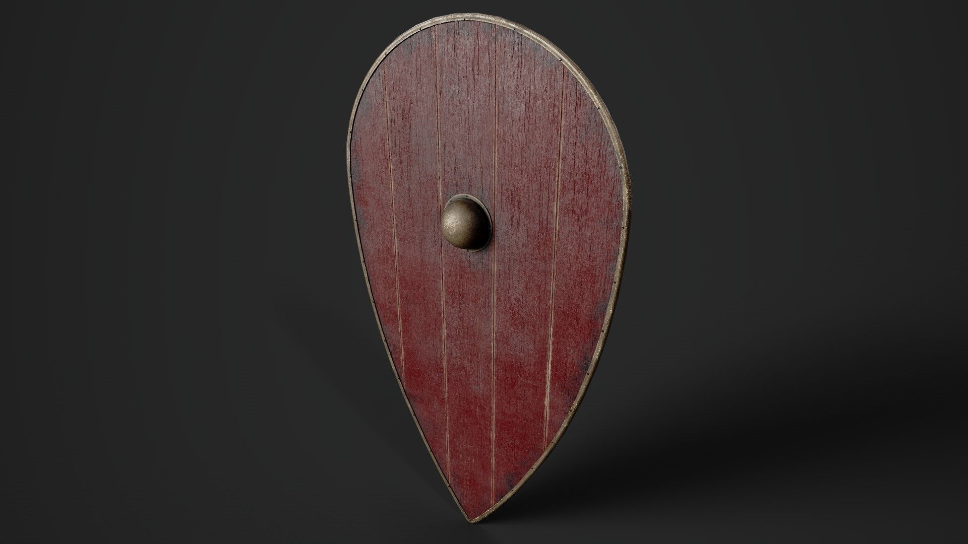 Slavic kite wooden shield-painted red Low-poly 3D model_5