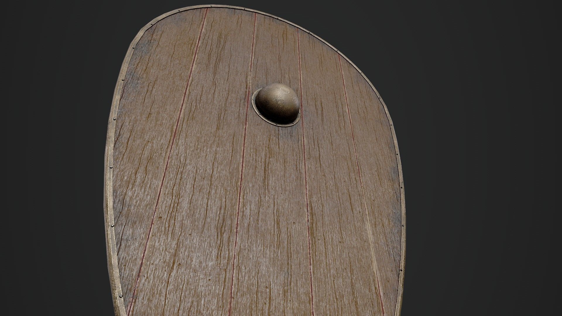 Slavic kite wooden shield-painted orange Low-poly 3D model_4