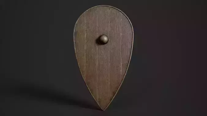 Slavic kite wooden shield-painted orange Low-poly 3D model