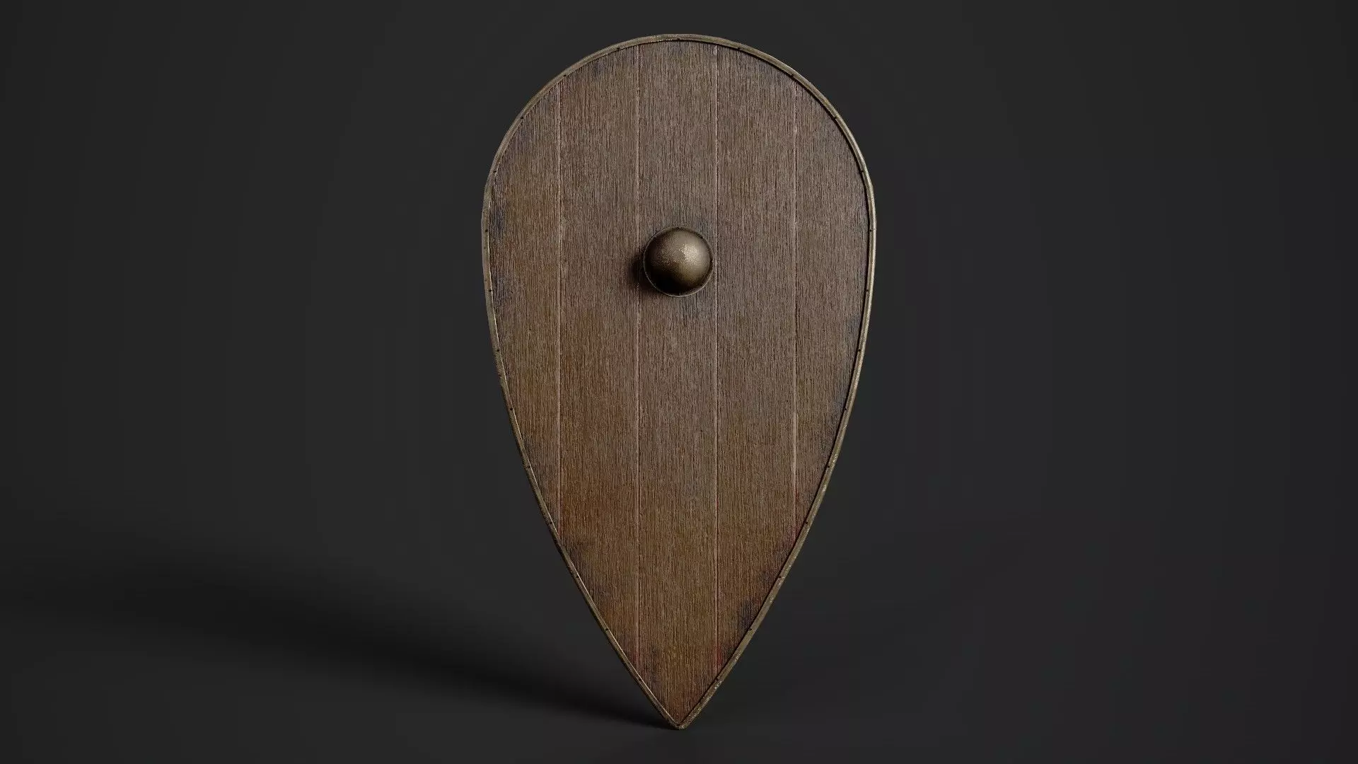 Slavic kite wooden shield-painted orange Low-poly 3D model_0