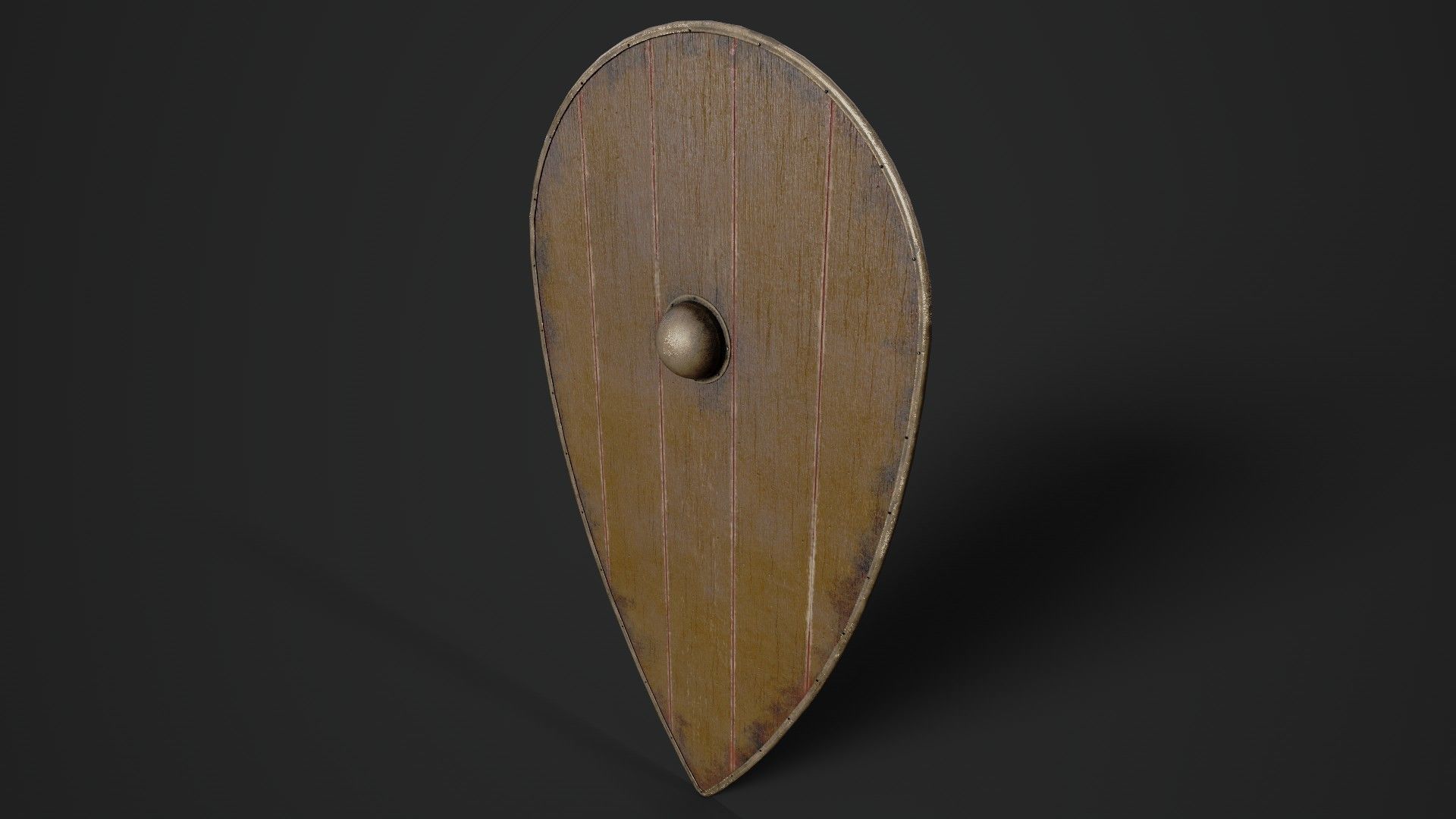 Slavic kite wooden shield-painted orange Low-poly 3D model_5