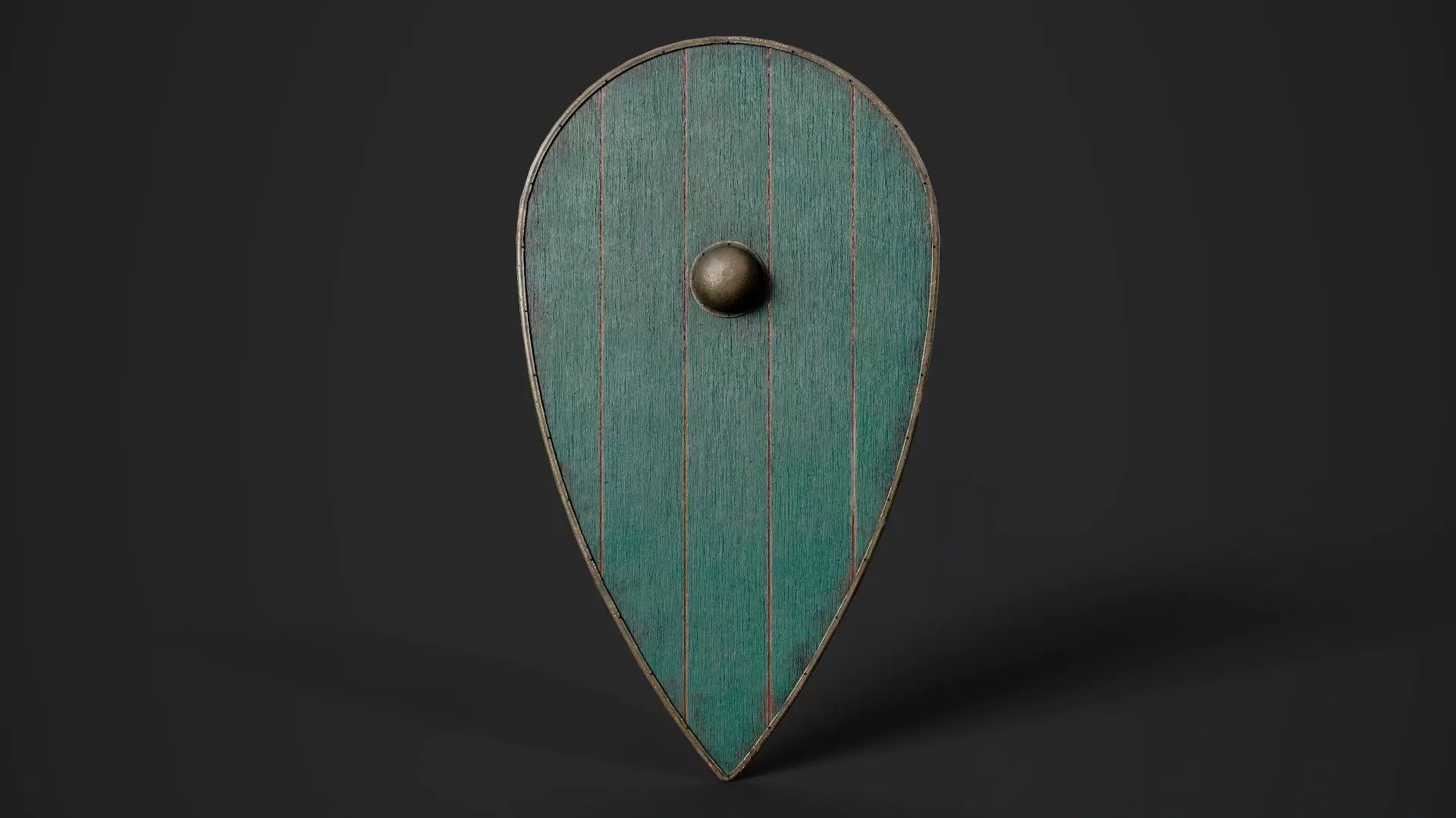 Slavic kite wooden shield-painted turquoise Low-poly 3D model_0