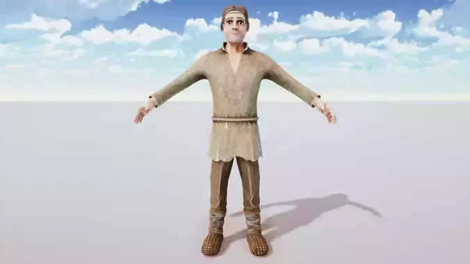 Stylized Character Prisoner Rigged with Shape Keys Low-poly 3D model