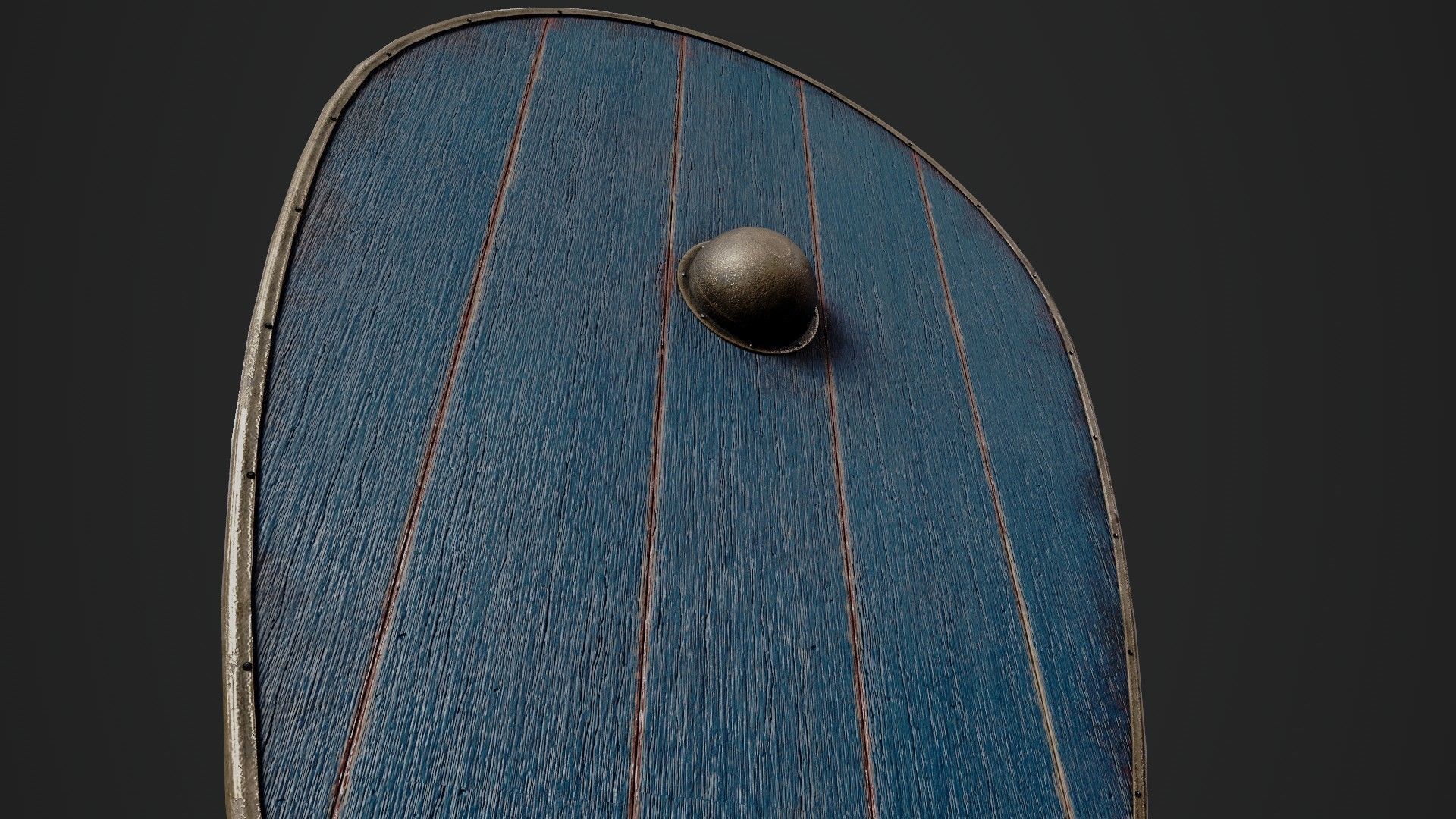 Slavic kite wooden shield-painted blue Low-poly 3D model_4