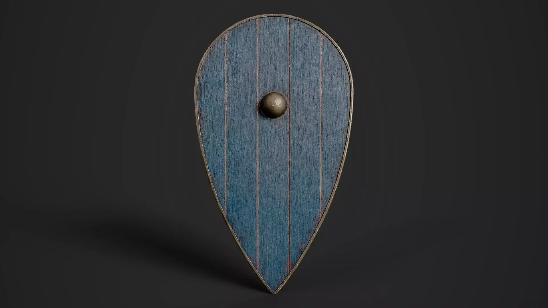 Slavic kite wooden shield-painted blue Low-poly 3D model_0