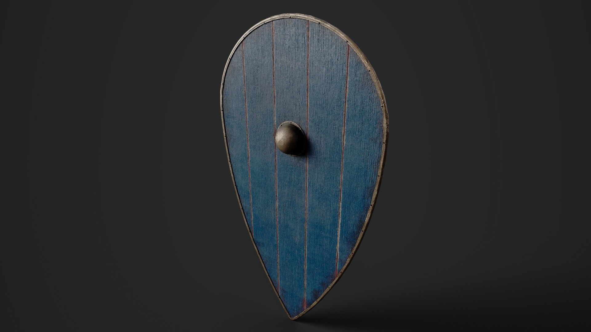 Slavic kite wooden shield-painted blue Low-poly 3D model_5