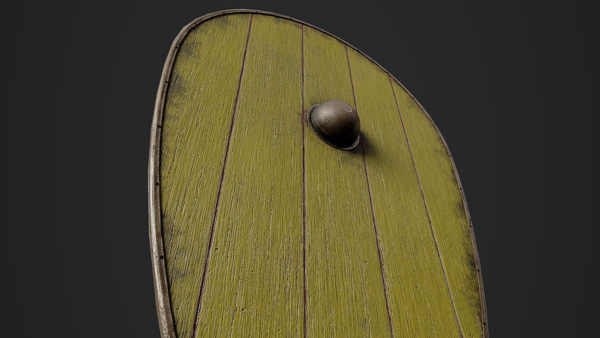 Slavic kite wooden shield-painted yellow  Low-poly 3D model_4