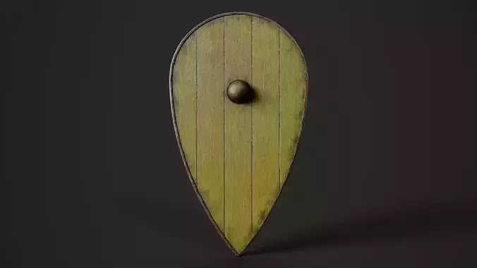 Slavic kite wooden shield-painted yellow  Low-poly 3D model