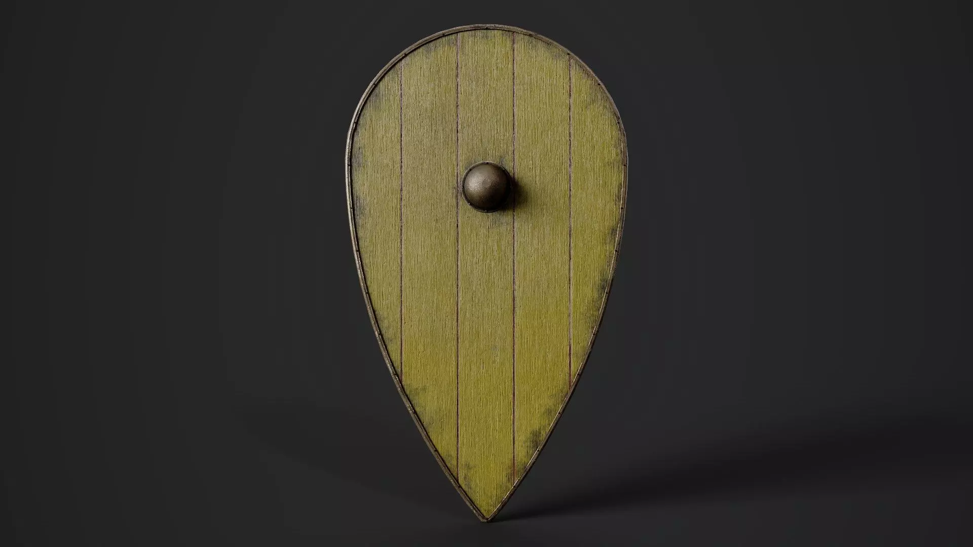 Slavic kite wooden shield-painted yellow  Low-poly 3D model_0