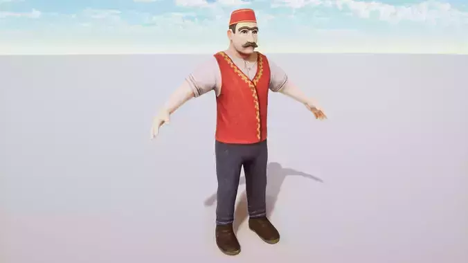 Stylized Character Bazar Dealer Rigged with Shape Keys Low-poly 3D model