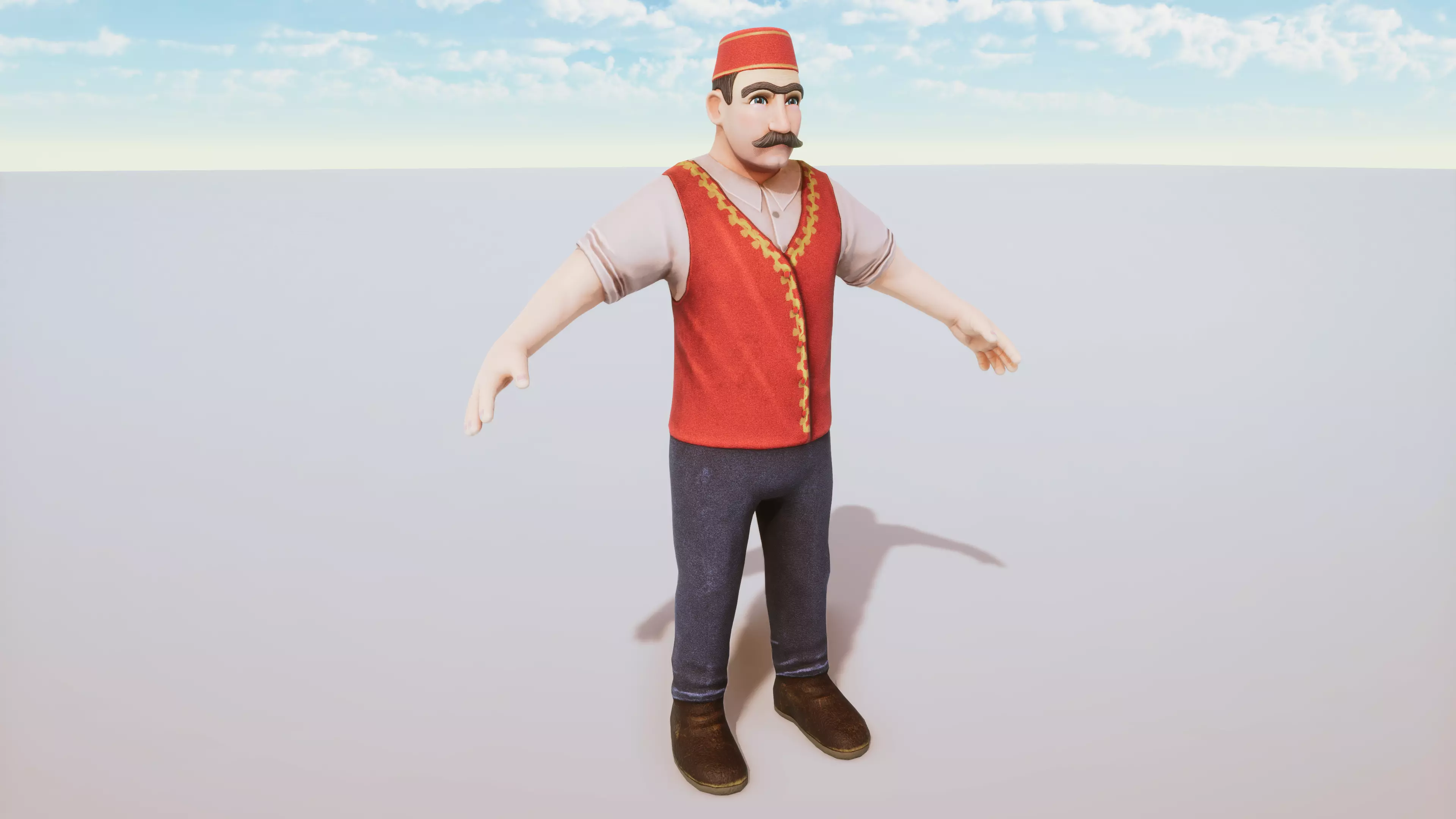 Stylized Character Bazar Dealer Rigged with Shape Keys Low-poly 3D model
