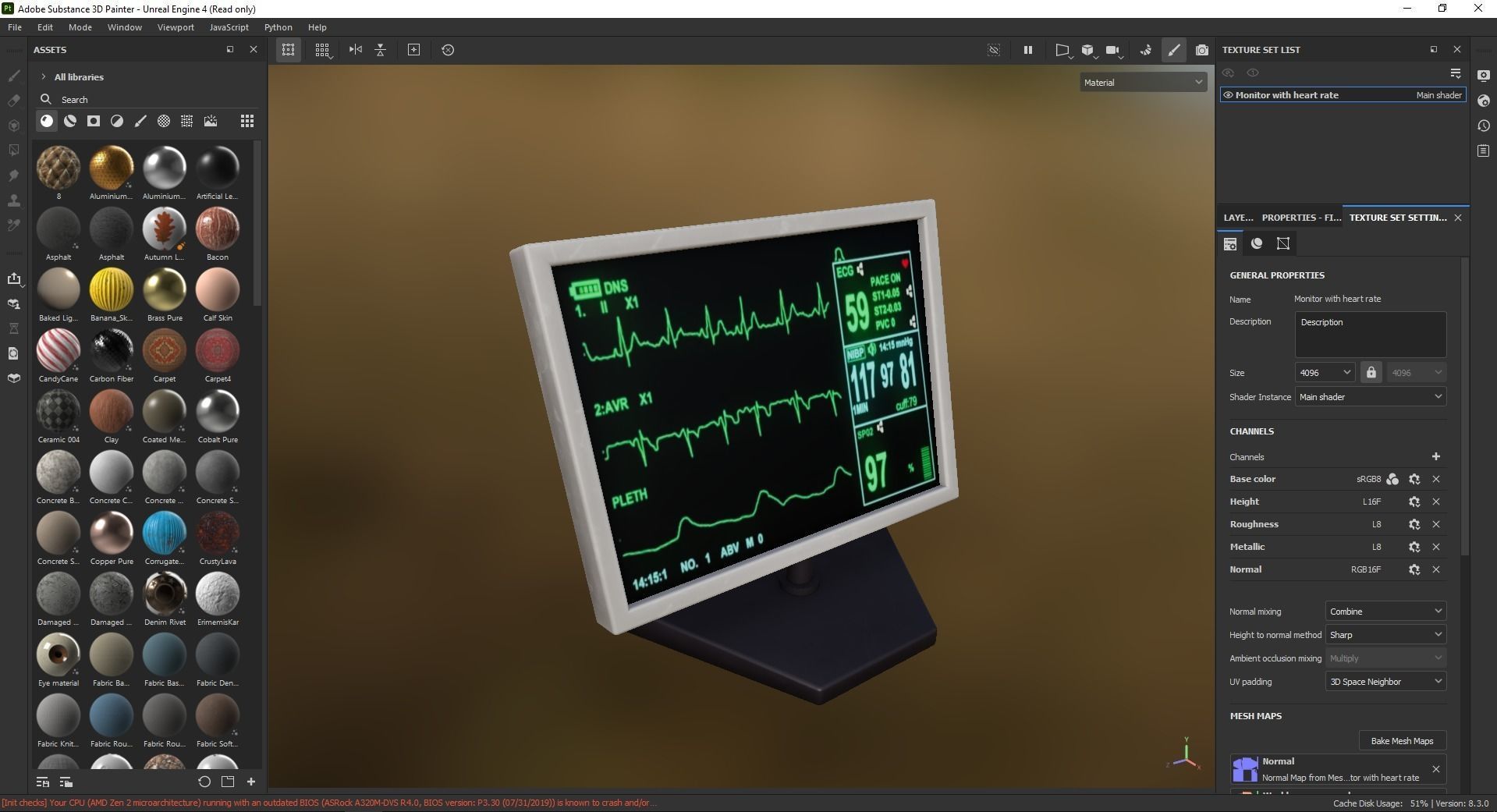 Monitor with heart rate 3D Model Low-poly 3D model_5