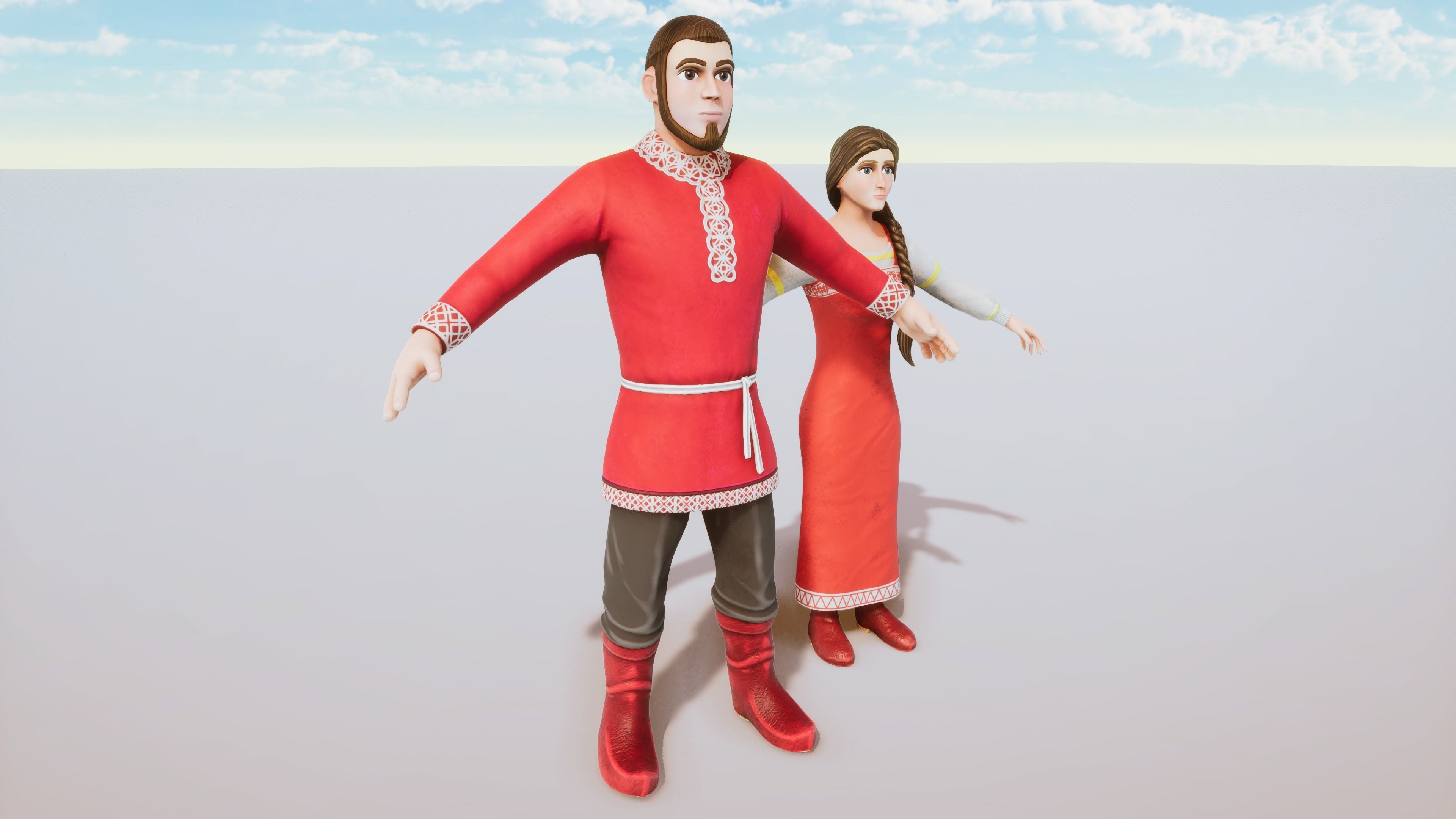 Stylized Character Medieval People Collection Rigged Low-poly 3D model_4