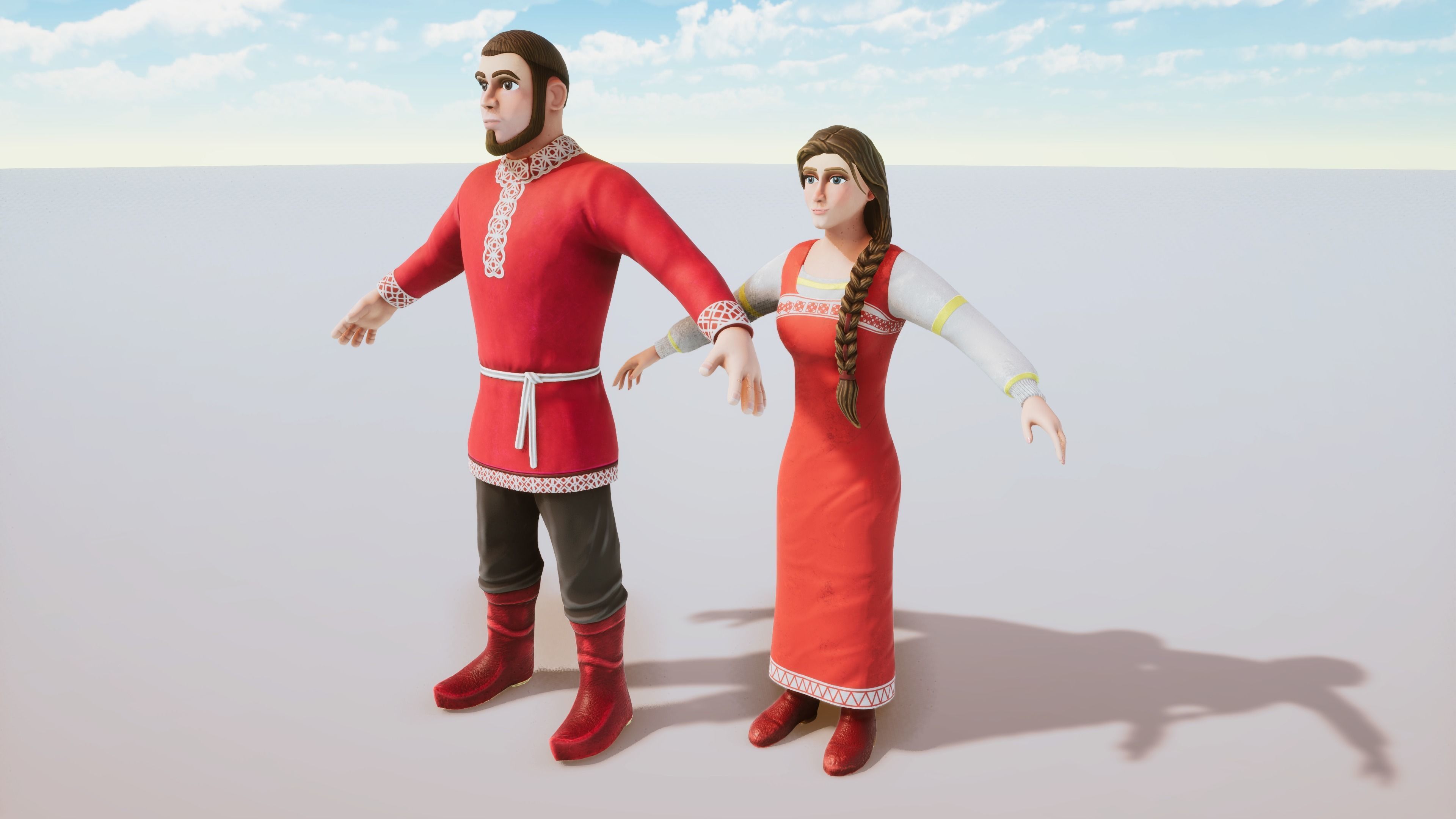 Stylized Character Medieval People Collection Rigged Low-poly 3D model_3