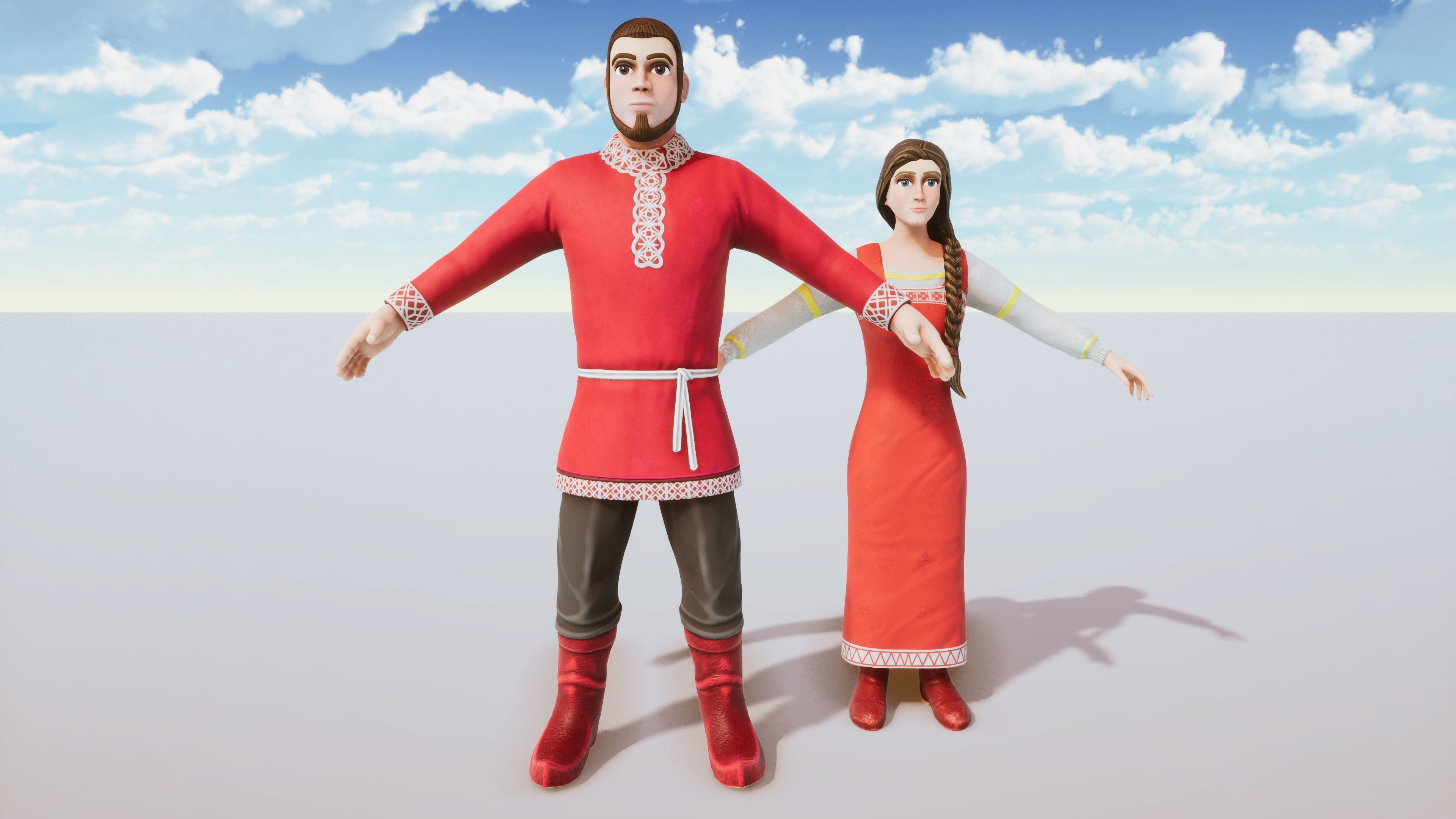 Stylized Character Medieval People Collection Rigged Low-poly 3D model_2