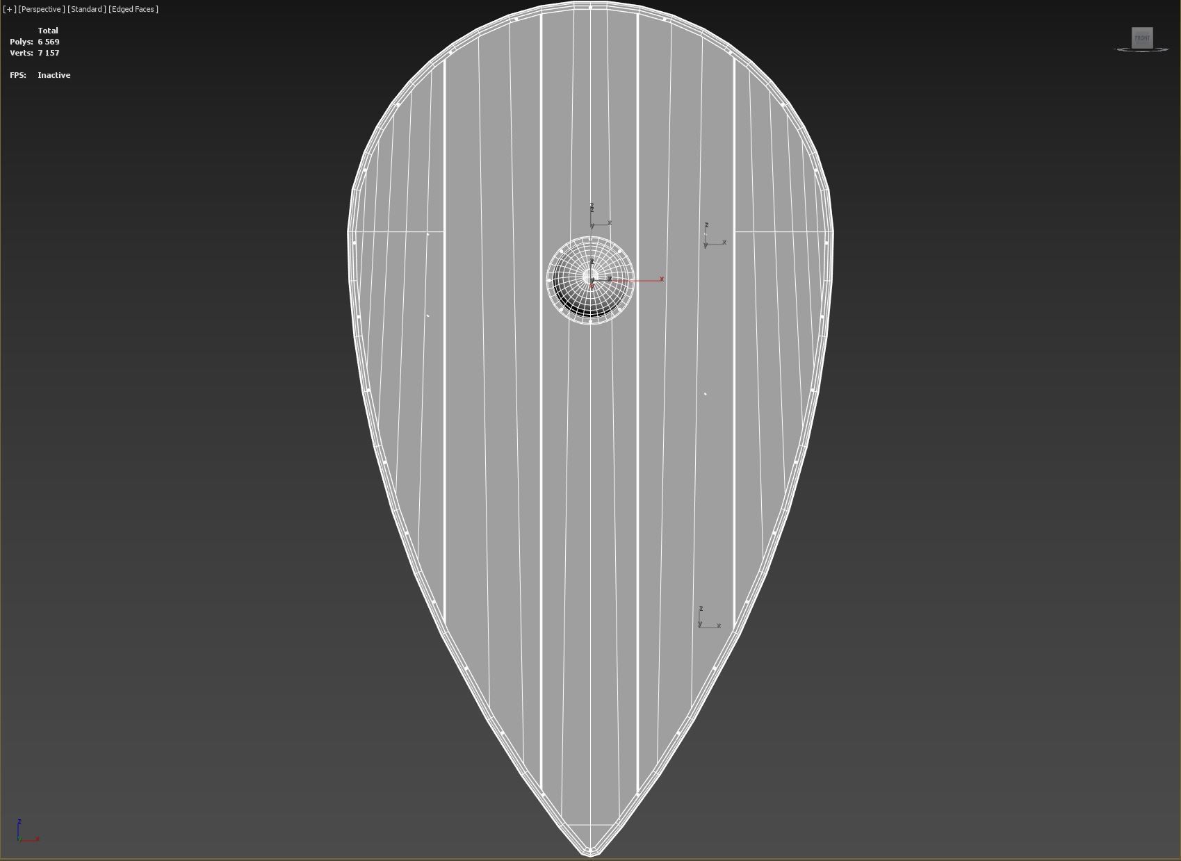 Slavic kite wooden shield-painted green with birds symbol Low-poly 3D model_8