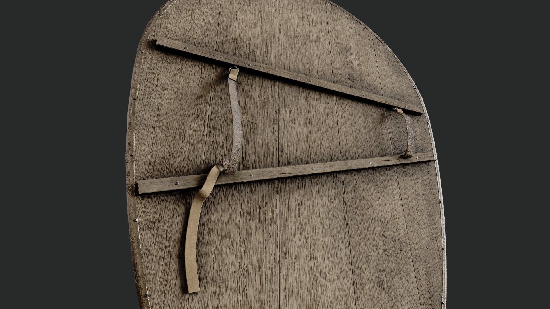 Slavic kite wooden shield-painted green with birds symbol Low-poly 3D model_3