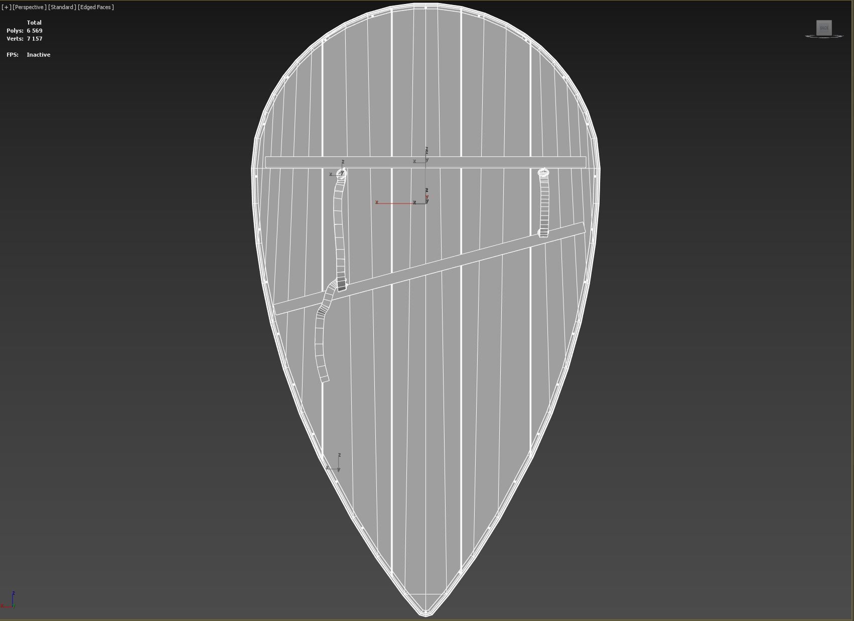 Slavic kite wooden shield-painted green with birds symbol Low-poly 3D model_9