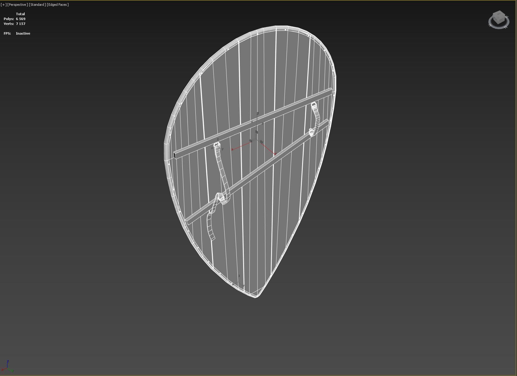 Slavic kite wooden shield-painted green with birds symbol Low-poly 3D model_10