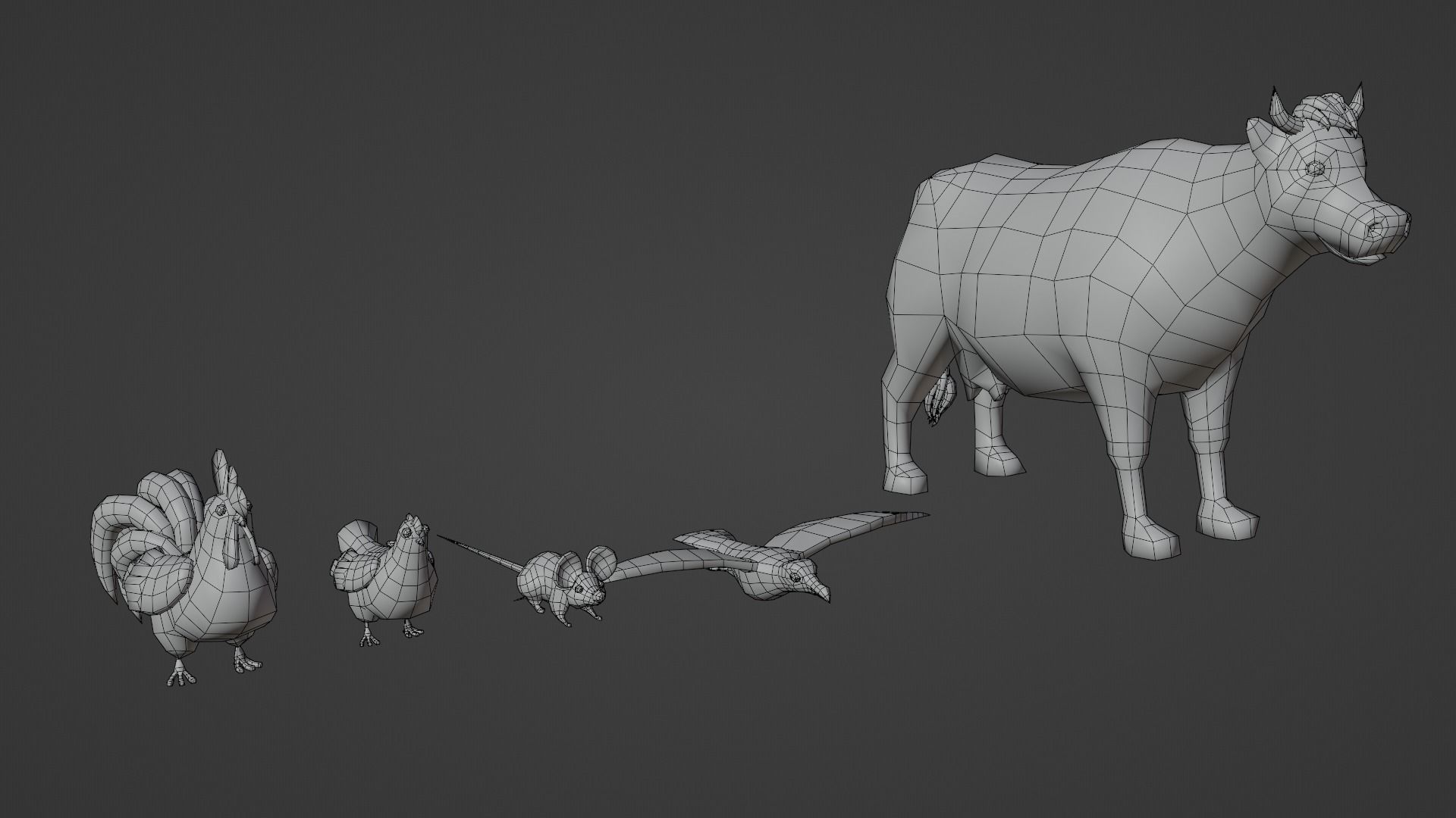 Stylized Farm Animals Kit Rigged with Shape Keys Low-poly 3D model_1
